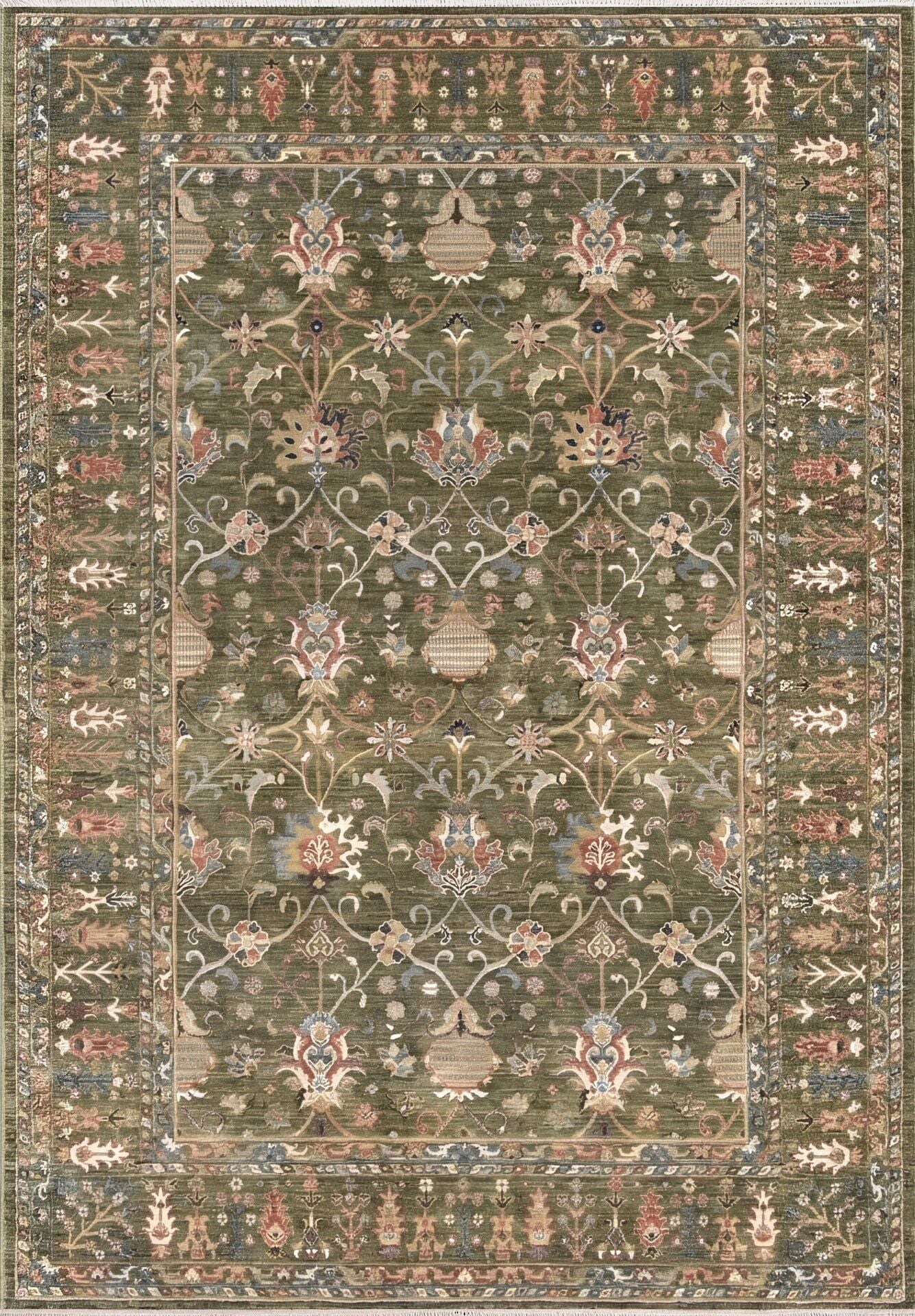 Bahariye Etnik - ET07 Yeşil - Etnik Vintage Modern Halı