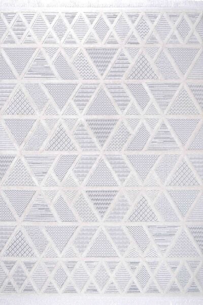 Foneks Aruna - 33615D Gri - Modern Geometrik Desenli Halı