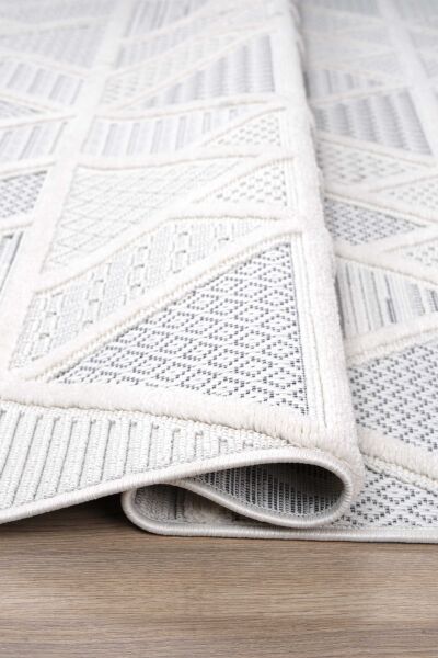 Foneks Aruna - 33615D Gri - Modern Geometrik Desenli Halı