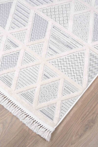 Foneks Aruna - 33615D Gri - Modern Geometrik Desenli Halı
